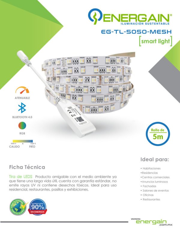 Tira de LED inteligente modelo EG-TL-5050-MESH color ajustable / atenuable