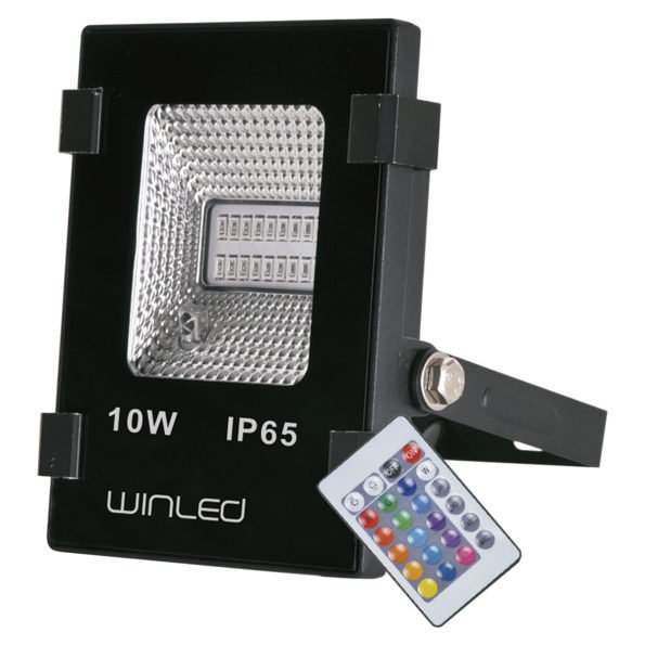 REFLECTOR LED 10W SMD RGB CON CONTROL REMOTO EXTERIOR