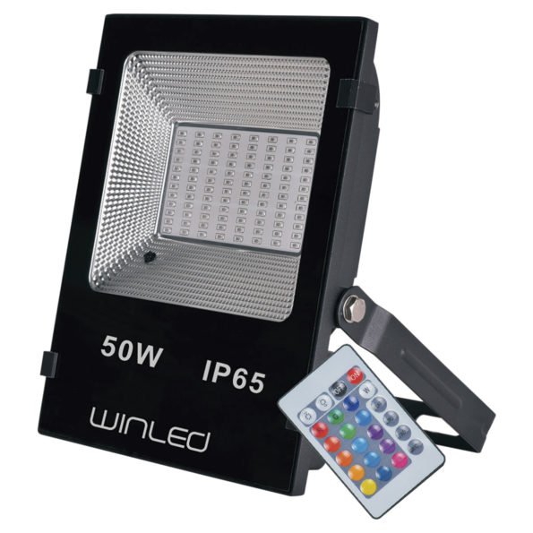 REFLECTOR LED 50W SMD RGB CON CONTROL REMOTO EXTERIOR