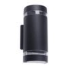LUMINARIA PARED CILINDRO ALUMINIO NEGRA DOBLE ARO EXTERIOR BASE 2XGU10