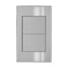 PLACA APAGADOR DE 2 INTERRUPTOR 3 VIAS 90-277VCA ACERO INOX. GRIS 77X124MM