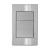 PLACA APAGADOR DE 3 INTERRUPTOR 3 VIAS 90-277VCA ACERO INOX. GRIS 77X124MM