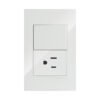 PLACA CONTACTO SENCILLO Y APAGADOR DE 1 INTERRUPTOR 3 VIAS 90-277VCA PC BLANCO CORTE RECTO 75X118MM