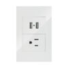 PLACA CONTACTO SENCILLO 90-277VCA Y CONVERTIDOR DE VOLTAJE DOBLE 5VCD 2.1A PC BLANCO CORTE RECTO 75X118MM