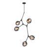 LAMPARA DECORATIVA SAKURA ACABADO NEGRO Y CRISTAL HUMO 5 LUCES Q16066-BK QUOR LIGHTING
