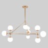 LAMPARA DECORATIVA COLGANTE MIRO ACABADO ORO Y CRISTAL OPALINO 1O LUCES Q16081- GD/WT QUOR LIGHTING