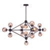 LAMPARA DECORATIVA COLGANTE MIRO ACABADO NEGRO Y CRISTAL AMPER 15 LUCES Q16082- BK/AM QUOR LIGHTING