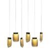 LUMINARIA COLGANTE VIVA ACABADO ORO CEPILLADO Y CRISTAL AMBAR 6 LUCES 24 W Q36026-BG QUOR LIGHTING