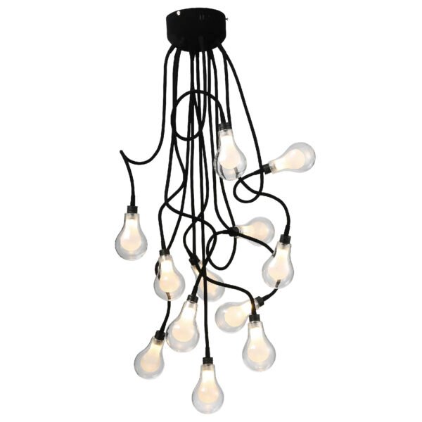 LAMPARA DECORATIVA DE CABLE KNIPS ACABADO NEGRO + CRISTAL OPALINO 12 LUCES Q60601-BK QUOR LIGHTING