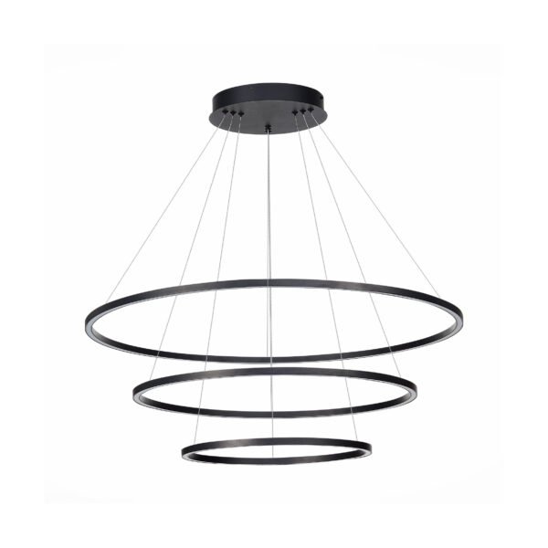 LAMPARA COLGANTE NEO ACABADO BK-NEGRO 3 AROS 3 TONOS 114W Q90468-BK QUOR LIGHTING